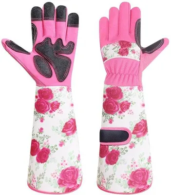Produktbild von Gartenhandschuhe – Atmungsaktive, lange Handschuhe – Blumenmuster