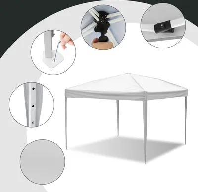Immagine prodotto di Jayseuw Gazebo pieghevole 3x3 m bianco Tenda da festa Protezione UV Regolabile in altezza con borsa per il trasporto, per esterni Giardino Campeggio Senza pareti laterali