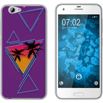 Produktbild von PhoneNatic Case kompatibel mit HTC One A9s Silikon-Hülle Retro Wave Palmen M3