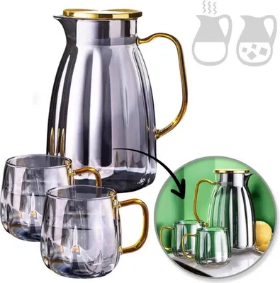 Zdjęcie produktu dla Zestaw Flamenco Mystique - dzbanek 1600ml z karbowanymi ściankami z pokrywką + 2 szklanki 350ml - DZ07