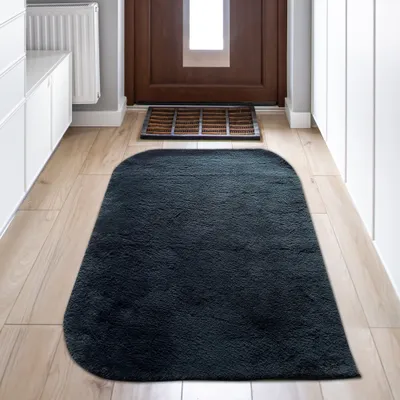 Produktbild von Schön weicher Uni Wohnzimmerteppich in schwarz Größe - 80 x 150 cm