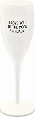 Immagine prodotto di Koziol Superglas mit Druck Cheers No. 1 Love You To The Moon, Sektglas, Champagnerglas, Superglas, Cotone White, 100 ml, 3912525