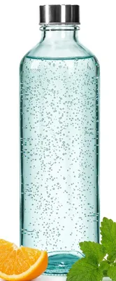 Obrázok produktu pre Sklenená fľaša na vodu 1000 ml hladká, číra, kovový skrutkovací uzáver, Počet kusov v balení: 1