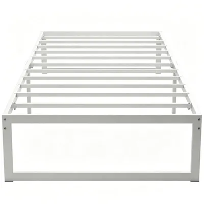 Produktbild von Klassisches Bett – Bettgestell – mit Stauraum und Stahlrahmen – Metallbett – geräuscharmer Betrieb – 200,5 x 90,6 x 32,5 cm – Weiß