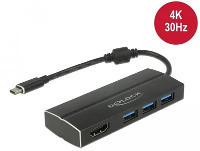 Image de Delock 63931 DELOCK Adapter USB3.1 Gen1/C > 3x USB3.0/A + HDMI 4K 30Hz