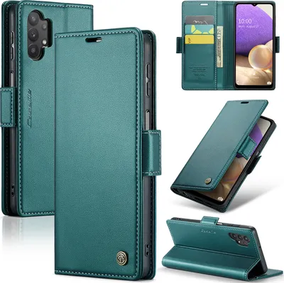 Immagine prodotto di Custodia Galaxy A32 5G, carta di blocco RFID, custodia in pelle avanzata con funzione stand per Samsung Galaxy A32 5G/M32 5G verde