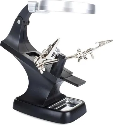 Obrázek produktu pro Verk 09102 Držáček s lupou třetí ruka 10 LED 3x 4.5x