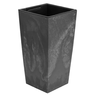 Obrázek produktu pro Květináč Imitace Beton šedá 26,5 x 26,5 x 50 cm s Vložkou s úchyty plantážník plast