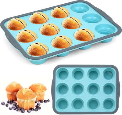 Produktbild von Muffinbackform 12 Muffins, Silikon, mit Metallrahmen, für Cupcakes