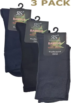 Produktbild von Harmony Bambus Socken in 3er Pack Schwarz-Grau-Blau-43/46
