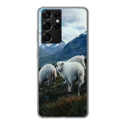 Produktbild von MuchoWow® Handyhülle Schutzhülle Hülle für Samsung Galaxy S21 Ultra Schafe - Natur - Berge Silikon Softcase Handy Hülle - Mobiltelefon