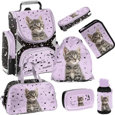 Produktbild von Mädchen Schulranzen 1. Klasse KITTY KATZE Schultasche im Set 8-tlg. mit Lunch-Set und Sporttasche