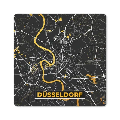 Produktbild von MuchoWow® Mauspad Mousepad Düsseldorf - Gold - Stadtplan - Karte - Deutschland 30x30 cm - Mousepads - Maus Mat - Pad - Mausunterlage - Gaming