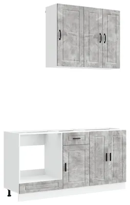 Image de vidaXL Ensemble de cuisine PORTO, 5 pièces, gris béton, matériau de bois
