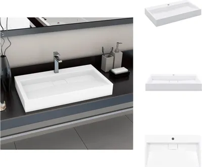 Produktbild von vidaXL Waschbecken 80 x 46 x 11 cm Mineralguss/Marmorguss Weiß -  Badezimmer-Waschbecken