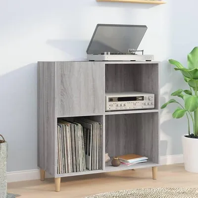 Produktbild von Plattenschrank Grau Sonoma 84,5x38x89 cm Holzwerkstoff Schallplattenregal Schallplattenaufstellung Schallplattenlagerung für LP Aufbewahrung und Präsentation
