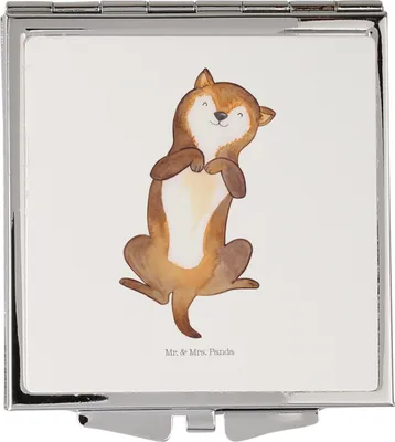 Produktbild von Mr. & Mrs. Panda Reise Spiegel Hund Streicheln - Weiß - Geschenk, Niedlich, Reisespiegel, Bauch, Sprüche, Taschenspiegel, Klappspiegel, Süß, Hunde, Schminkspiegel, Mini