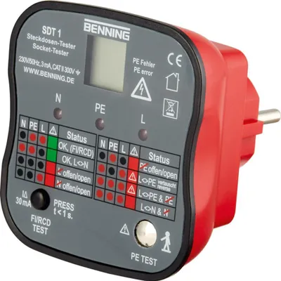 Obrázek produktu pro Zásuvkový tester s prstovým kontaktem - Grafický bezpečnostní testovací přístroj pro pevné instal...