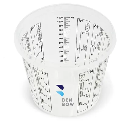 Produktbild von Benbow Profi-Messbecher mit Deckel 50x 1370ml mit vielfältiger Skalierung - Becher mit Skala, Lackmischbecher, Meßbecher, Lackbecher