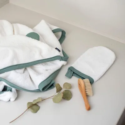 Productafbeelding van Poofi Waslappen voor in bad, Petrol - Gemaakt van biologisch katoen, gecertificeerd, geschikt voor baby's vanaf 0 maanden