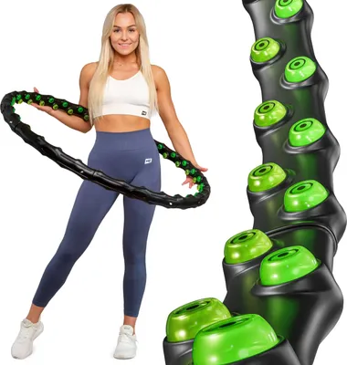 Produktbild von Hop-Sport Hula Hoop Reifen Erwachsene mit 64 Massage Noppen - Hoola Hoop zum Abnehmen, 8 verstellbare Teile, 98cm Durchmesser