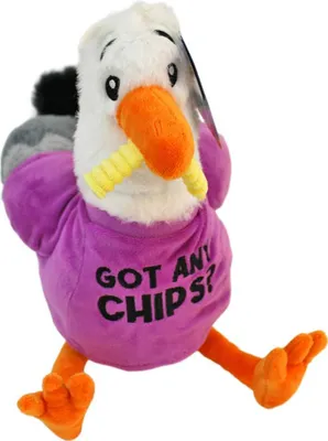 Produktbild von Möwe Stofftier mit lila T-Shirt - ca. 32 cm