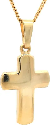Produktbild von Gold Anhänger Kreuz mit Goldkette massiv 585 - 14 Karat Gold 50 cm
