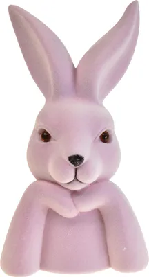 A close-up studio shot of a pink bunny bust.
