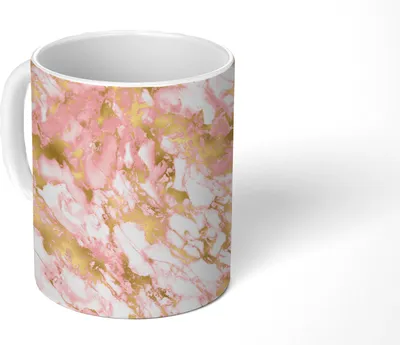 Produktbild von MuchoWow® Tasse Kaffeetasse Kaffeebecher 350 ml Marmor - Rosa - Gold - Muster Teetasse - Fototasse - Becher - Keramikbecher - Teebecher - Kaffeetasse - Bürotasse