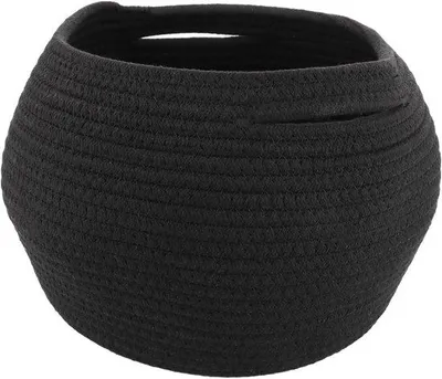Zdjęcie produktu dla Kosz na bieliznę – mały kosz na zabawki i bieliznę – dzianina bawełniana z uchwytami – kosz na ręczniki do salonu – czarny – 28 x 20 cm