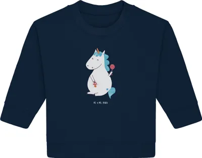Produktbild von Mr. & Mrs. Panda Organic Baby Pullover Einhorn Baby 12. - 18. Monat - French Navy - Geschenk, Einhörner, Geburtstag, Party, Nachwuchs, Schnuller, Bullover, Unicorn