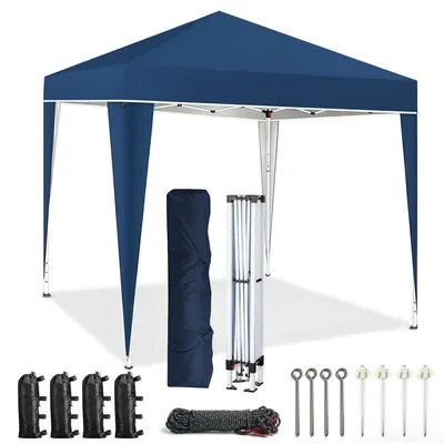 Image de Tente pop-up pliable 3 x 3 m, tente pop-up instantanée pour le camping, la plage, le jardin, les fêtes et les événements en plein air, bleue