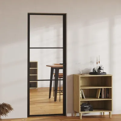 Zdjęcie produktu dla vidaXL Drzwi wewnętrzne ESG szkło i aluminium 76x201,5 cm czarne
