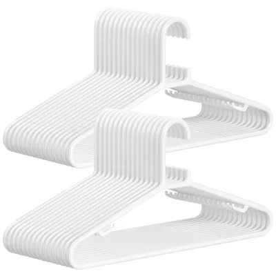 Kunststoff-Kleiderbügel, 30er Set, platzsparend, weiß