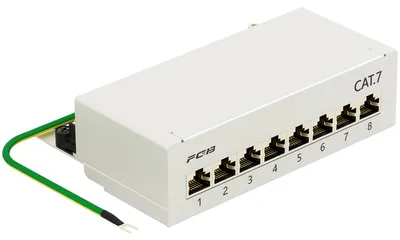CAT 7 Patchpanel 8 Ports, abgeschirmt, hellgrau
