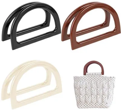Imagen del producto de Ibenzoa®: Juego de 6 asas de plástico en forma de D para bolsos, 3 pares (blanco, , marrón) – dimensiones internas: 9x6 cm / dimensiones externas: 12x8,5 cm, ideales para el diseño y la reparación de bolsos
