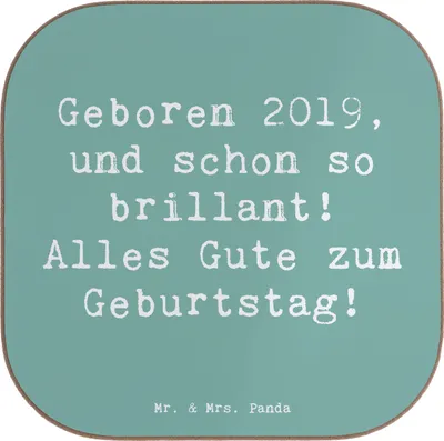 Produktbild von Mr. & Mrs. Panda Untersetzer Glas Spruch 2019 Geburtstag - Meeresbrise - Geschenk, Geburtstagsideen, Jahr, Geburtstagsparty, Gläser, Tassenuntersetzer, für, Alter