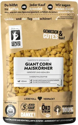 Produktbild von Giant Corn Maiskörner geröstet & gesalzen, gerösteter Mais, salziger Snack, vegan, 100g