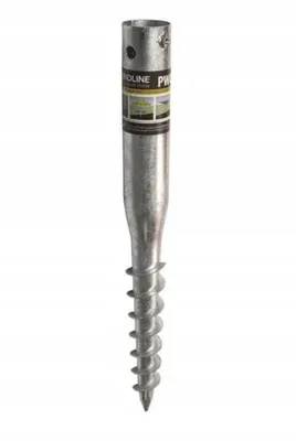A galvanized steel screw pile for a parasol base.