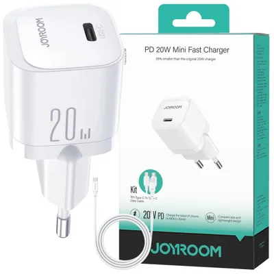Produktbild von Joyroom Jr-Tcf02 Usb-C Pd 20W Netzladegert + Usb-C Kabel - Weiss