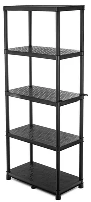 Produktbild von Kunststoff Steckregal - Lagerregal 173,5x74x36 cm mit 5 Böden - Modular - Stabile PVC-Böden & Stahlrahmen - Bodenstehend - Schwarz