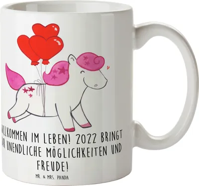 Produktbild von Mr. & Mrs. Panda Tasse 2022 Geburtstag Freude - Weiß - Geschenk, Geburtsjahr, Kaffeetasse, Becher, milchkaffeetasse, einzigartiger, Trinkbecher, Kaffeebecher, Glückwunsch