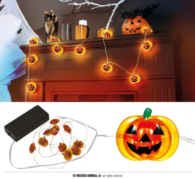 Produktbild von Draht-Girlande Batterien 10 Leds Kürbisse 120 Cm