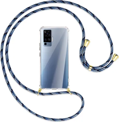 Produktbild von Handykette Backcover-Schutzhülle mit Band (Metall goldfarben) für vivo X50 Pro, X51 5G - Blautöne