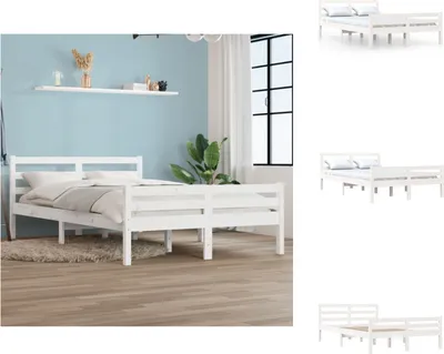 Produktbild von vidaXL Massivholzbett Weiß 150x200 cm -  Betten & Bettgestelle