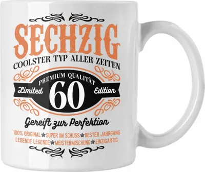Produktbild von Trendation -  60. Geburtstag Tasse Mann Geschenk 60er Geschenkidee 60 Vater Männer Lustig Geschenke 60 Jahre Alt Mann Männer Vater (Weiß)