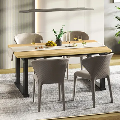 Produktbild von FLEXISPOT Höhenverstellbarer Esstisch 180x80 cm, elektrisch, stabile 4 Beine, bis 150 kg, mit Memory-Funktion, modernes Design für Esszimmer, Ahorn