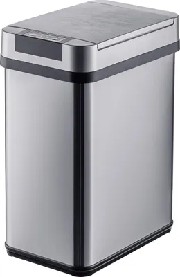 Produktbild von Relaxdays Mülleimer mit Sensor, 12 Liter, elektrischer Deckel, Müllbeutelhalter, Edelstahl, Abfalleimer Küche, silber