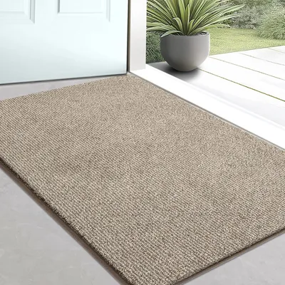 Produktbild von Eingangsmatte 50×80 cm, cremeweiß, waschbar/rutschfest, für Hunde/Küche/Badezimmer.