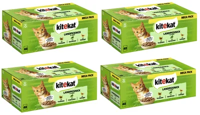 Produktbild von KITEKAT™ Multipack Portionsbeutel Landpicknick 3 Varietäten Truthahn, Kaninchen, Geflügel in Sauce 4 x 48 x 85g